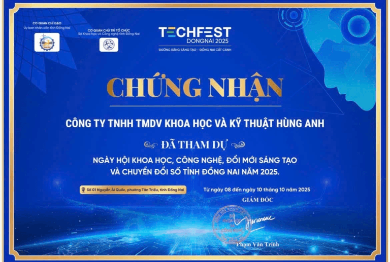 hình 2. chứng nhận công ty hùng anh tham dự ngày hội khoa học, công nghệ,